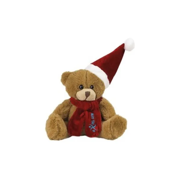 Nathan Brown Plush Christmas teddy bear brown Crvena