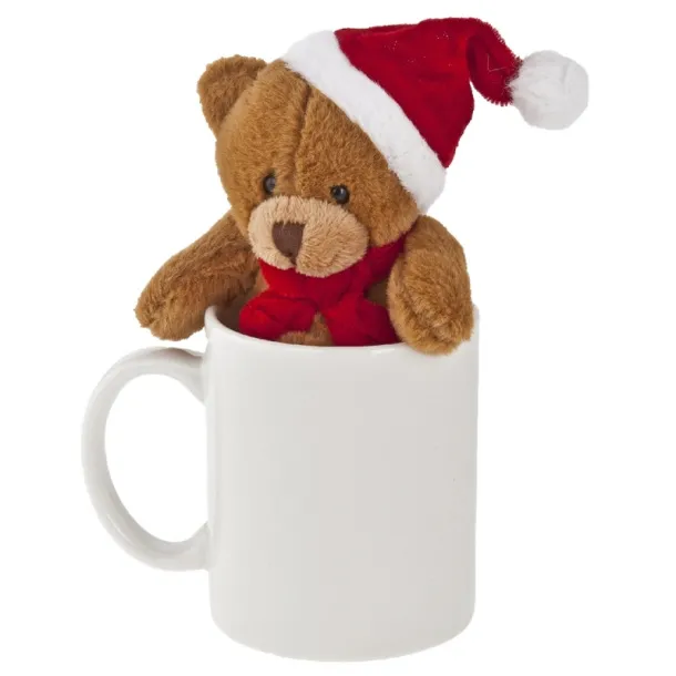 Nathan Brown Plush Christmas teddy bear brown Crvena