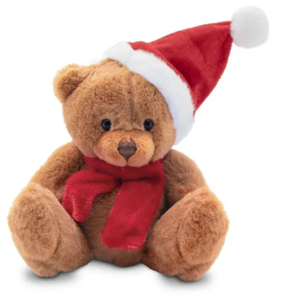 Nathan Brown Plush Christmas teddy bear brown Crvena