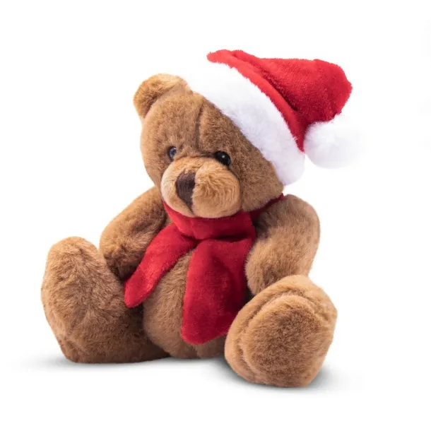 Nathan Brown Plush Christmas teddy bear brown Crvena