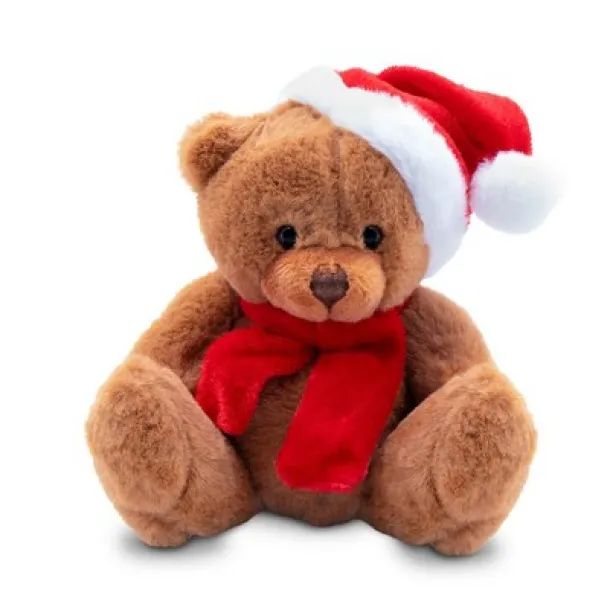 Nathan Brown Plush Christmas teddy bear brown Crvena