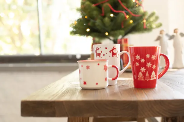 Perala porcelain Christmas mug Red White