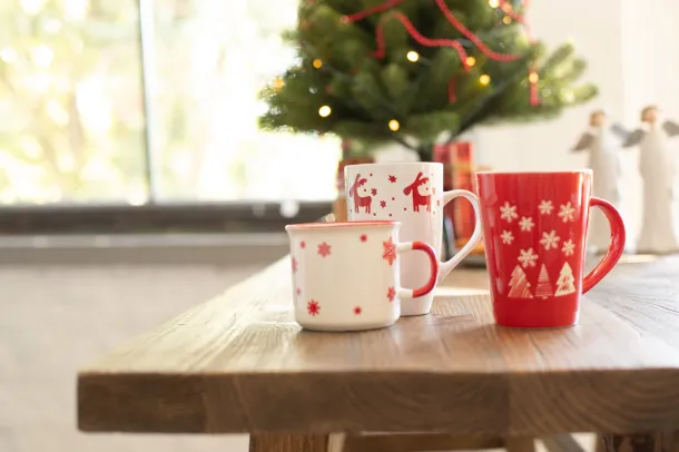 Perala porcelain Christmas mug Red White