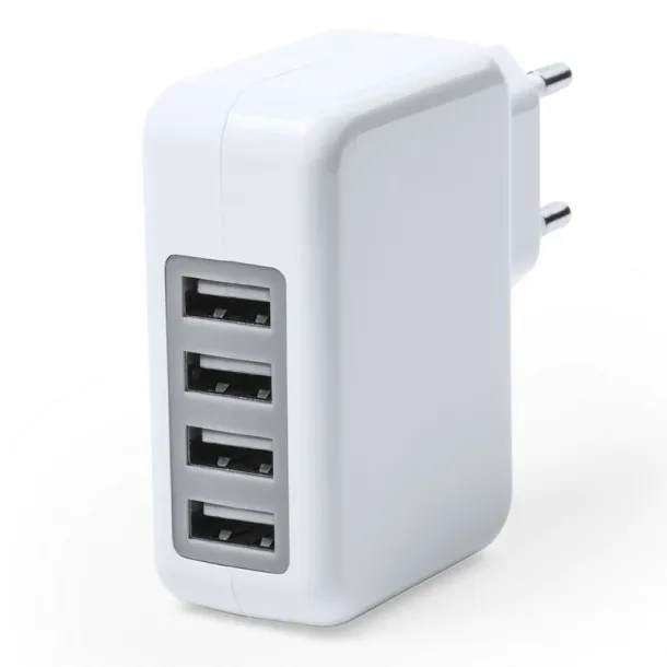  USB wall charger with 4 USB ports 3.1A white