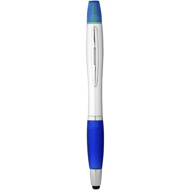 Nash stylus ballpoint pen and highlighter Silver Royal blue