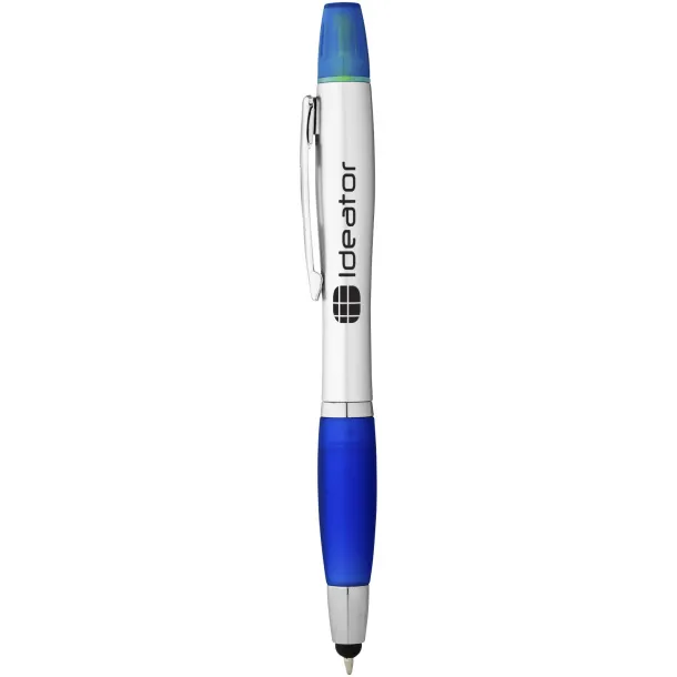 Nash stylus ballpoint pen and highlighter Silver Royal blue