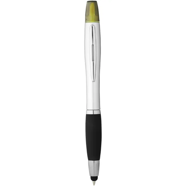 Nash stylus ballpoint pen and highlighter Silver Solid black