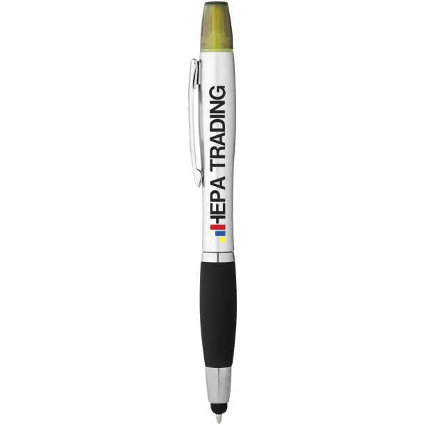 Nash stylus ballpoint pen and highlighter Silver Solid black