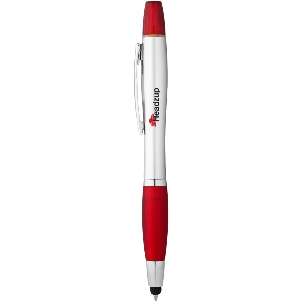 Nash stylus ballpoint pen and highlighter Silver Red