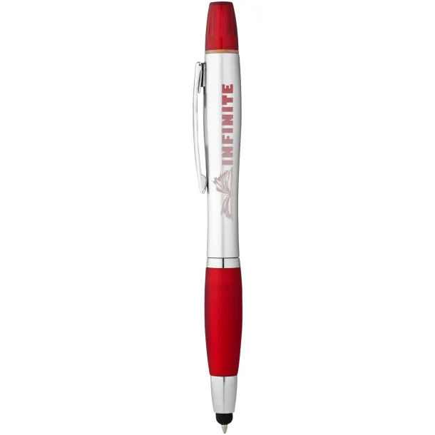 Nash stylus ballpoint pen and highlighter Silver Red