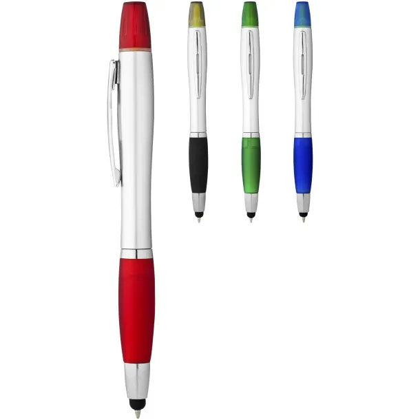 Nash stylus ballpoint pen and highlighter - Unbranded Silver Red