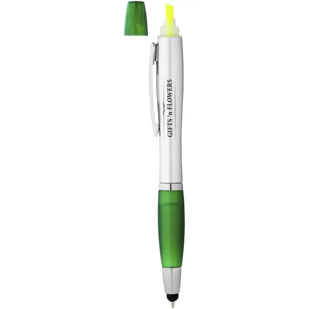 Nash stylus ballpoint pen and highlighter Silver Green