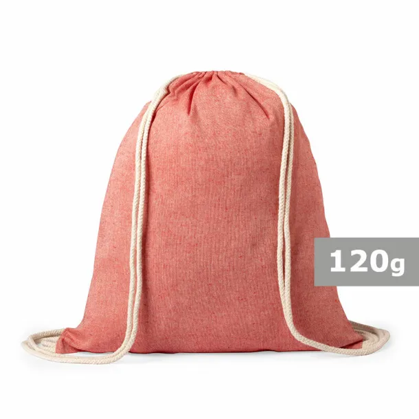  Recycled cotton drawstring bag Crvena