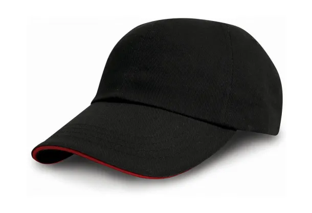  Heavy Cotton Drill Cap - Result Headwear Black Crvena