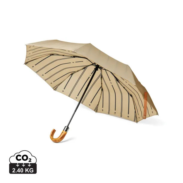 VINGA Bosler AWARE™ recycled pet 21" foldable umbrella - Vinga beige