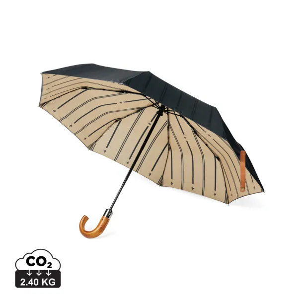  VINGA Bosler AWARE™ recycled pet 21" foldable umbrella - Vinga Black 