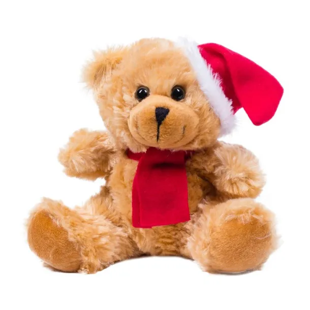 Clarence Plush Christmas teddy bear brown red