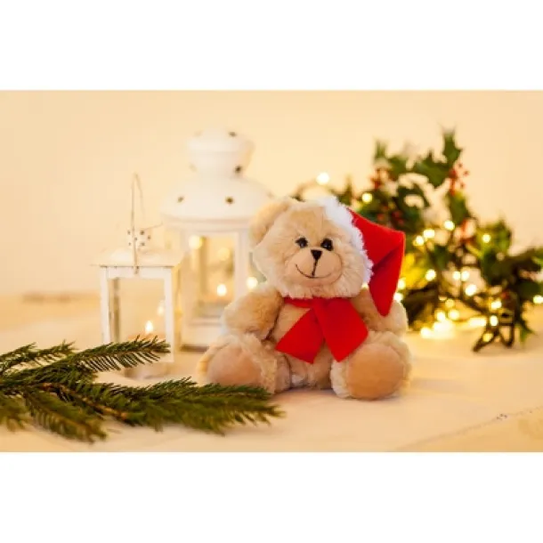 Clarence Plush Christmas teddy bear brown red