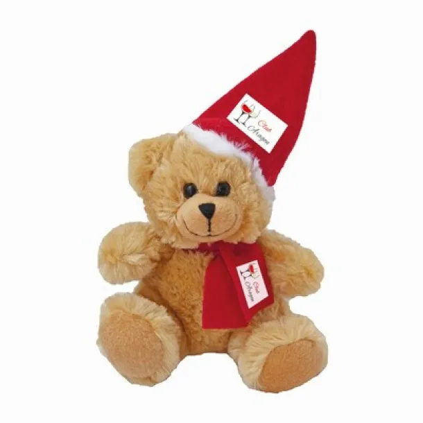 Clarence Plush Christmas teddy bear brown red