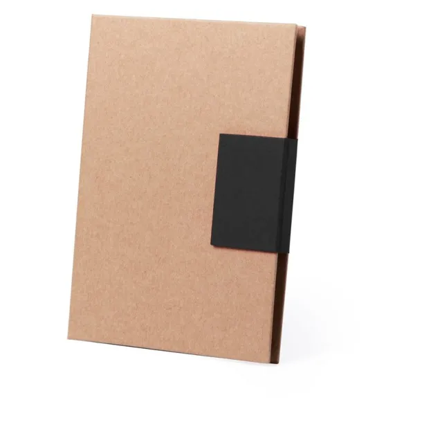  Memo holder, notebook approx. A5, sticky notes, ball pen black