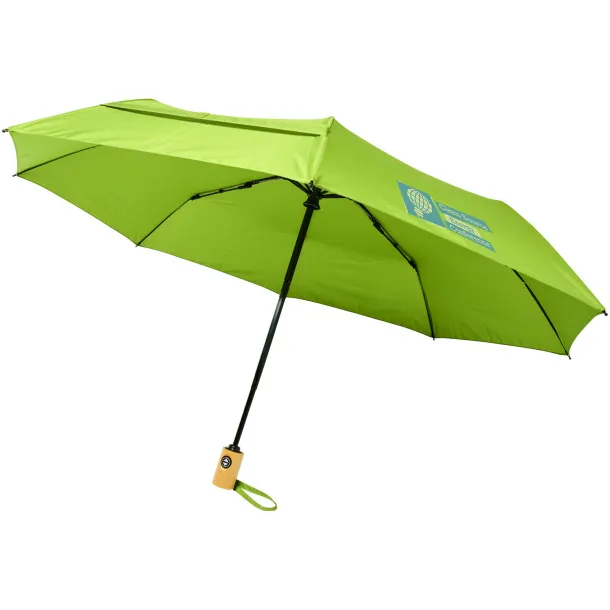 Bo 21" fold. auto open/close recycled PET umbrella - Unbranded Lime