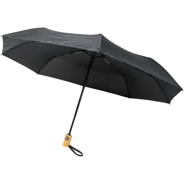 Bo 21" fold. auto open/close recycled PET umbrella Crna
