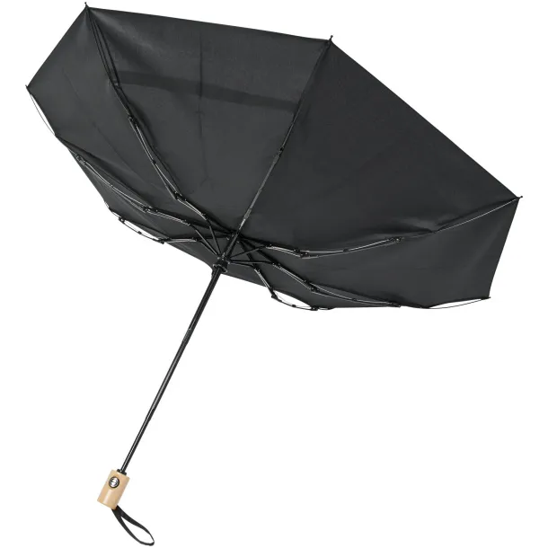 Bo 21" fold. auto open/close recycled PET umbrella Solid black