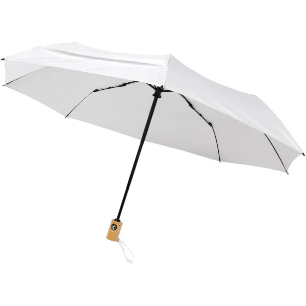 Bo 21" fold. auto open/close recycled PET umbrella - Unbranded White