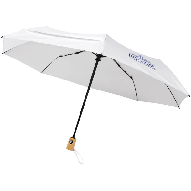 Bo 21" fold. auto open/close recycled PET umbrella - Unbranded White