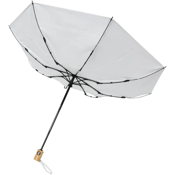 Bo 21" fold. auto open/close recycled PET umbrella - Unbranded White