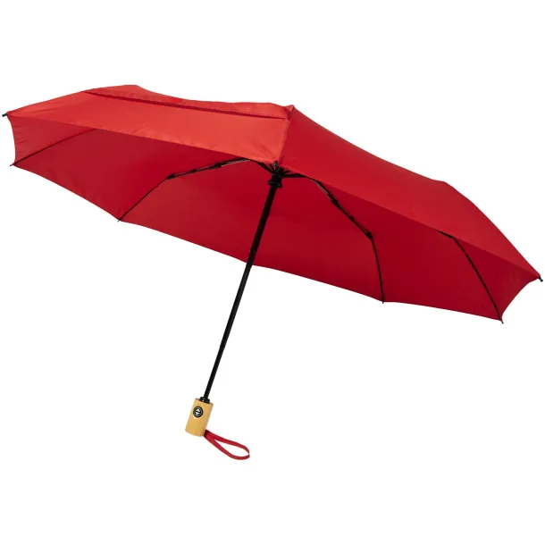 Bo 21" fold. auto open/close recycled PET umbrella Red