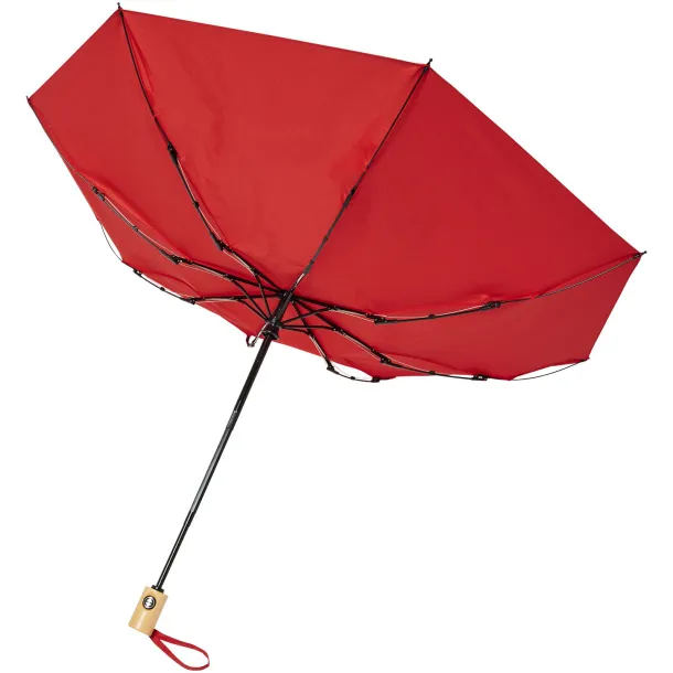 Bo 21" fold. auto open/close recycled PET umbrella Red