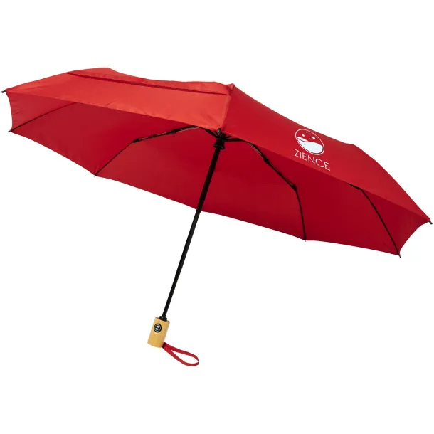 Bo 21" fold. auto open/close recycled PET umbrella Red