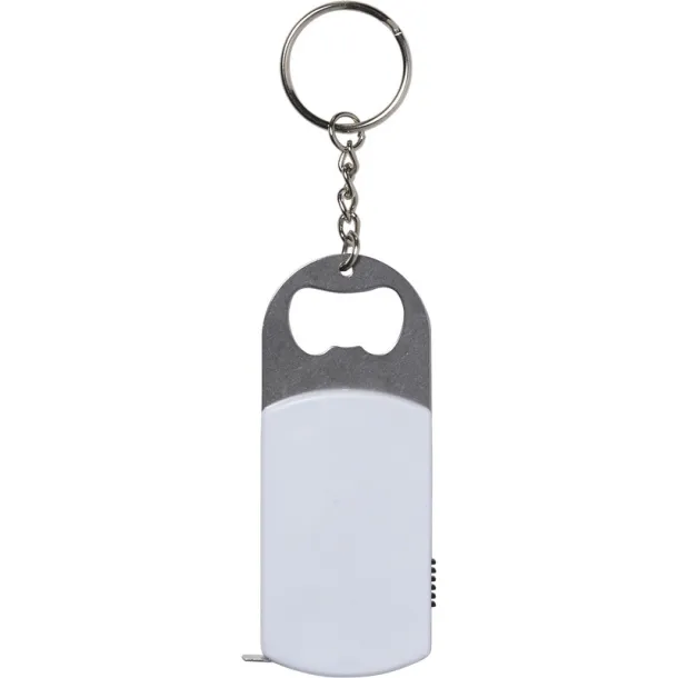  Keyring, bottle opener, LED light, measuring tape 1m white