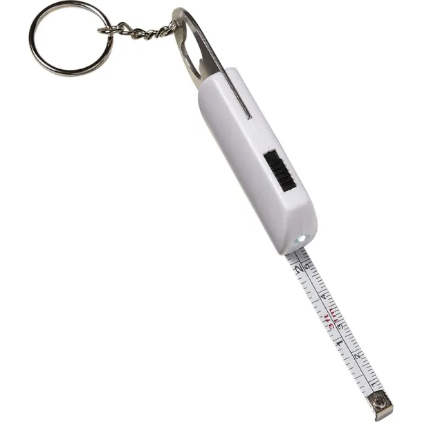  Keyring, bottle opener, LED light, measuring tape 1m Bijela