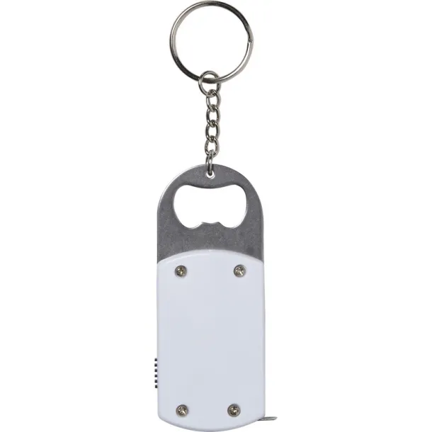  Keyring, bottle opener, LED light, measuring tape 1m Bijela