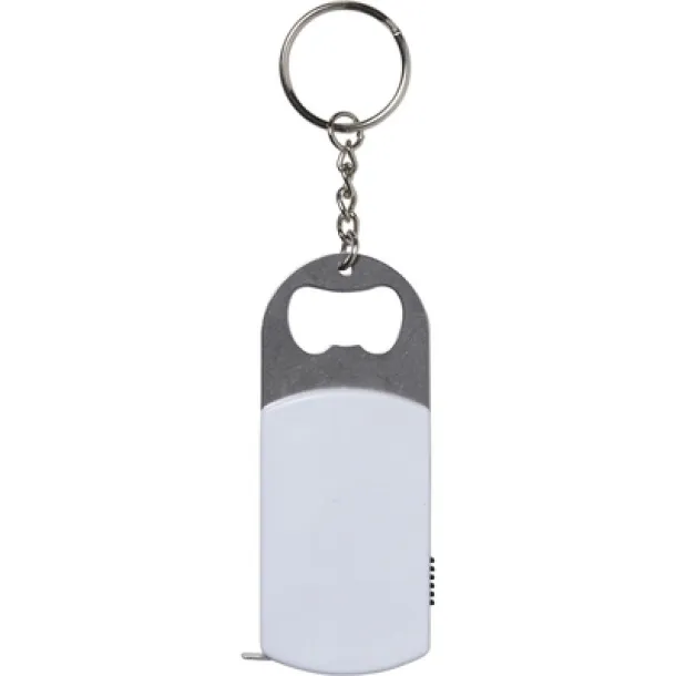  Keyring, bottle opener, LED light, measuring tape 1m Bijela