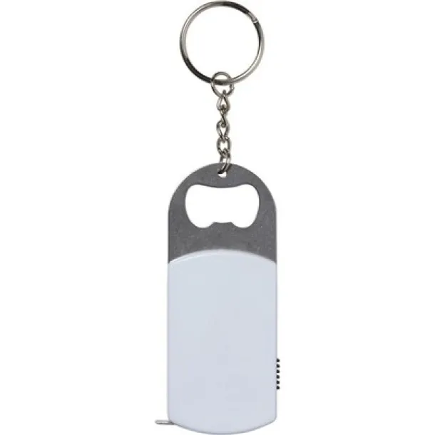  Keyring, bottle opener, LED light, measuring tape 1m Bijela