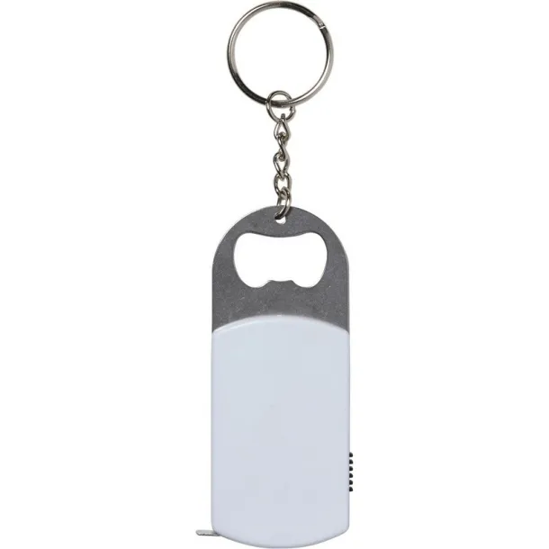  Keyring, bottle opener, LED light, measuring tape 1m Bijela