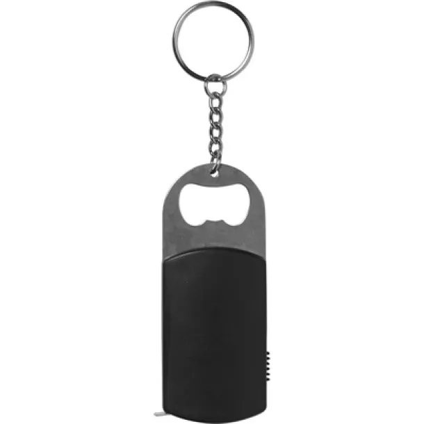  Keyring, bottle opener, LED light, measuring tape 1m black