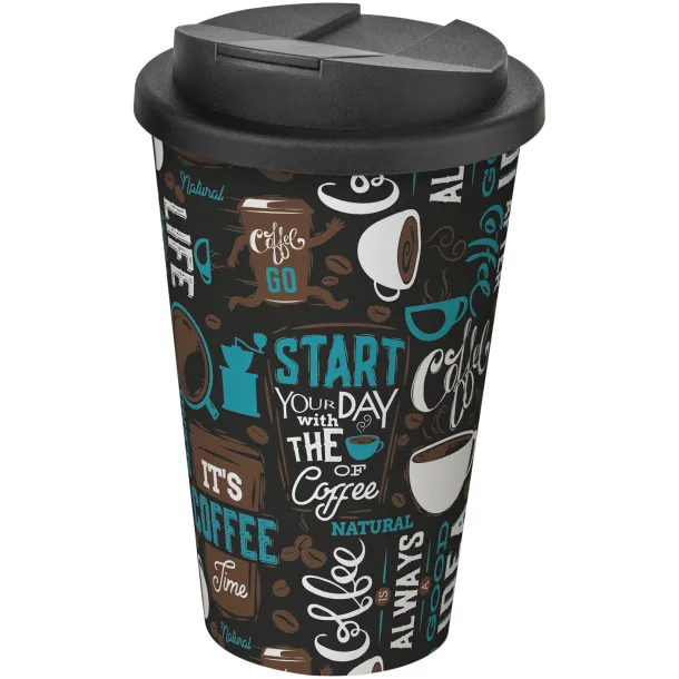 Brite-Americano® 350 ml tumbler with spill-proof lid - Unbranded White Solid black