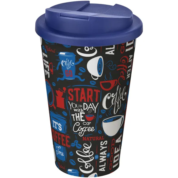 Brite-Americano® 350 ml tumbler with spill-proof lid - Unbranded White Blue