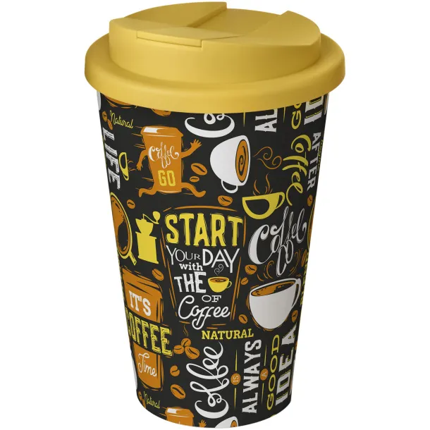 Brite-Americano® 350 ml tumbler with spill-proof lid - Unbranded White Yellow