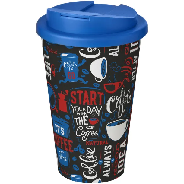 Brite-Americano® 350 ml tumbler with spill-proof lid - Unbranded White Mid blue