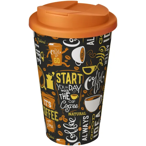 Brite-Americano® 350 ml tumbler with spill-proof lid - Unbranded White Orange