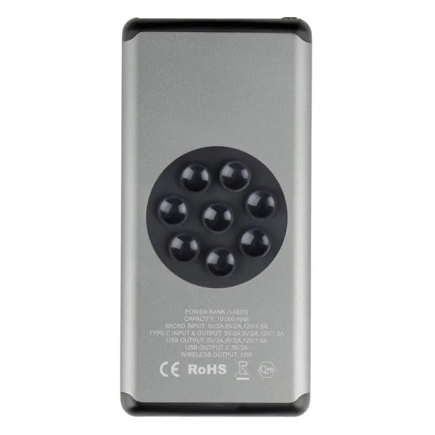  Wireless power bank 10000 mAh Mauro Conti with suction cups, wireless charger 10W graphite