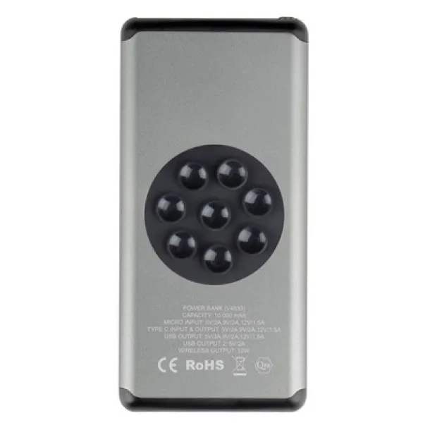  Wireless power bank 10000 mAh Mauro Conti with suction cups, wireless charger 10W graphite