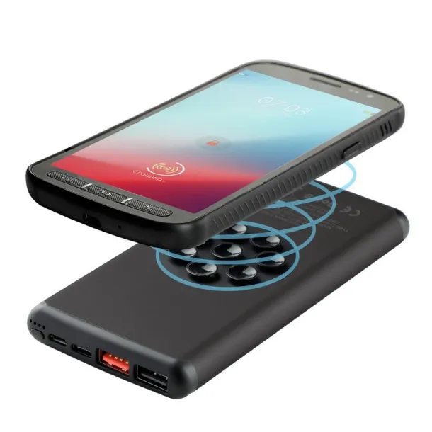  Wireless power bank 10000 mAh Mauro Conti with suction cups, wireless charger 10W Crna