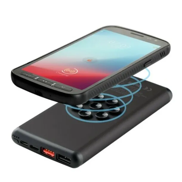  Wireless power bank 10000 mAh Mauro Conti with suction cups, wireless charger 10W Crna