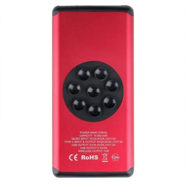  Wireless power bank 10000 mAh Mauro Conti with suction cups, wireless charger 10W red